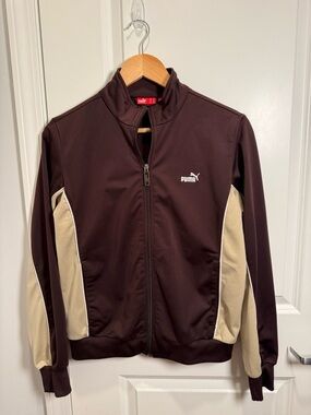 Puma Dark Brown and Beige Full-Zip Track Jacket